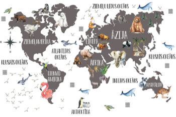 SALE!Pasaules karte ar dzīvniekiem PELĒKA