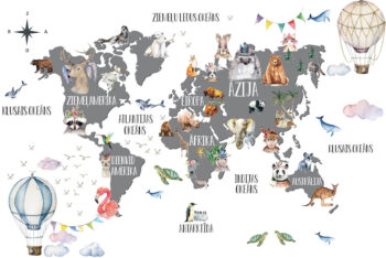 Pasaules karte ar gaisa baloniem