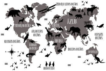 Pasaules karte ar siluetiem